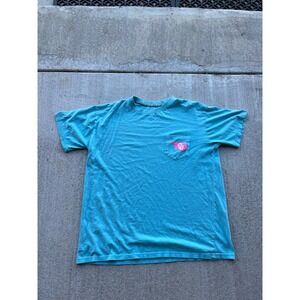 Three Square Oklahoma Sooners OU T-Shirt XL Blue Pink Pocket Tee NCAA